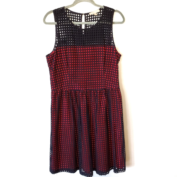 Banana Republic Fit & Flare Navy & Red Dress - Picture 7 of 8